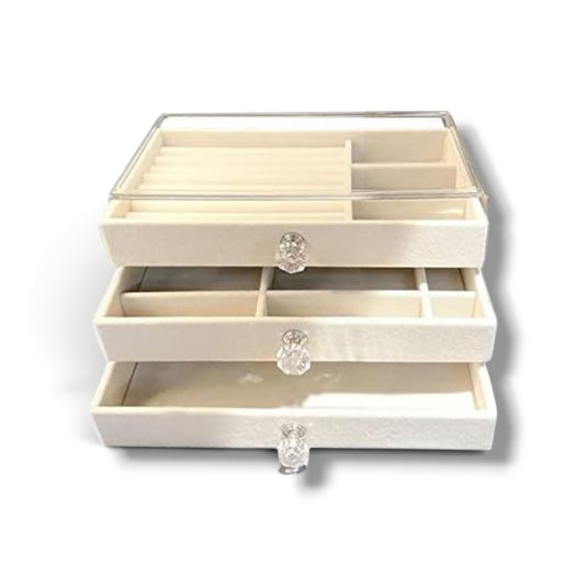 3-Tier Jewelry Organizer Box with Drawers
