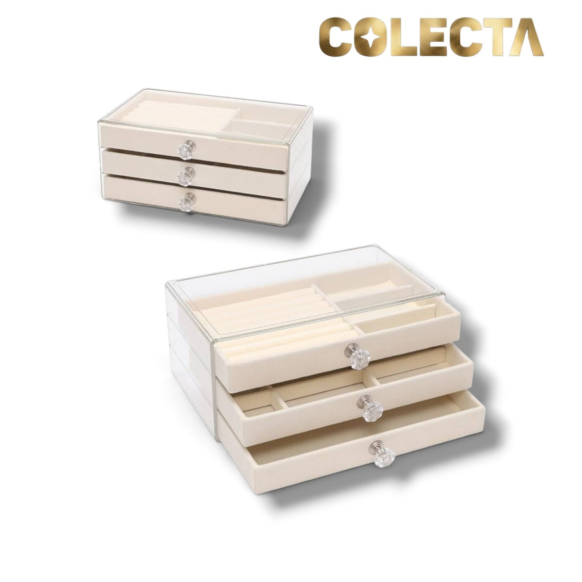 3-Tier Jewelry Organizer Box with Drawers