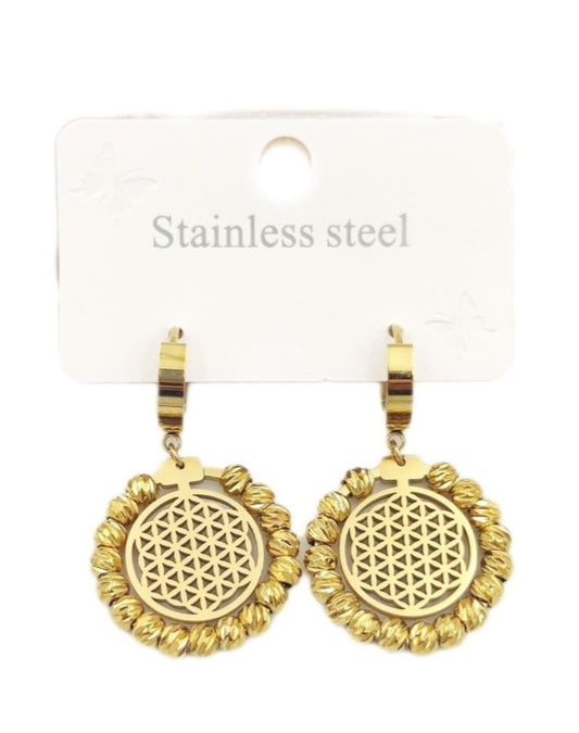 Gold-toned stainless steel dangle earrings.