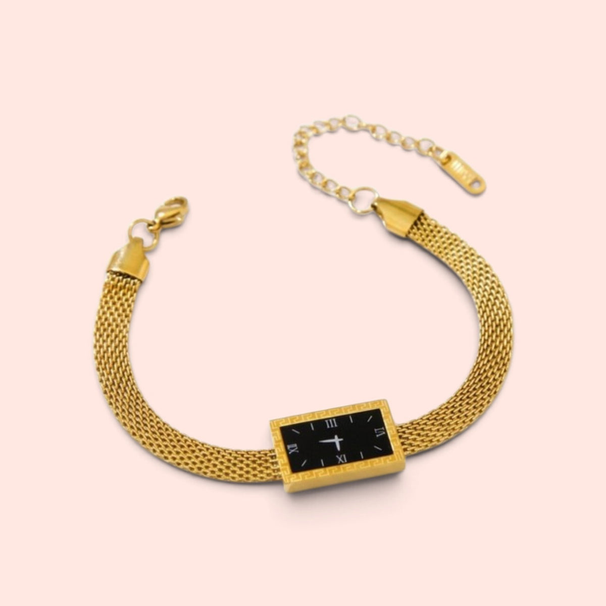Gold-Tone Stainless Steel Rectangle Watch-Style Bracelet
