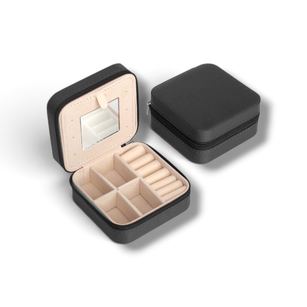 Portable Jewelry Organizer Box with Mirror